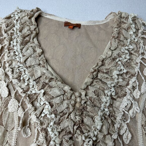 Scully Silk Womens Tunic Top Boho Flowy Sleeves Western Chic Beige Size Small - Picture 5 of 13